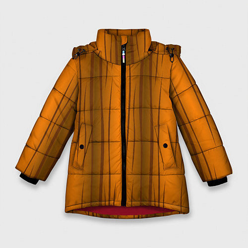Зимняя куртка для девочки Текстура бревна вертикальные / 3D-Красный – фото 1
