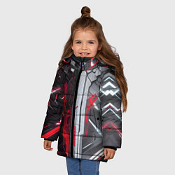 Куртка зимняя для девочки Две киберпанк панели, цвет: 3D-красный — фото 2