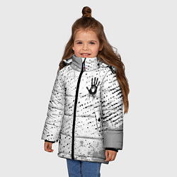Куртка зимняя для девочки Death Stranding glitch на светлом фоне: надпись, с, цвет: 3D-черный — фото 2