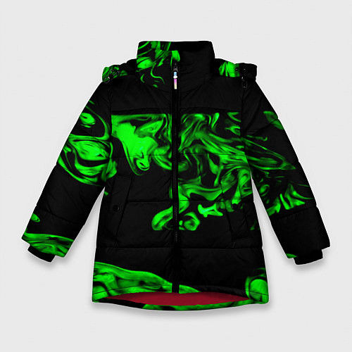 Зимняя куртка для девочки Зеленый светящийся дым / 3D-Красный – фото 1