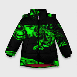 Куртка зимняя для девочки Зеленый светящийся дым, цвет: 3D-красный