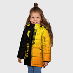 Куртка зимняя для девочки Counter Strike - gold gradient: по-вертикали, цвет: 3D-черный — фото 2
