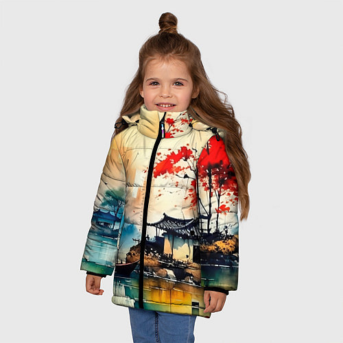 Зимняя куртка для девочки Краски природы / 3D-Светло-серый – фото 3