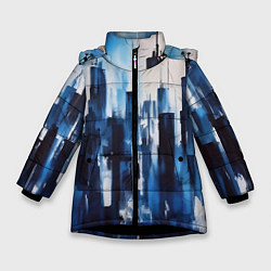 Куртка зимняя для девочки Мегаполис акварелью, цвет: 3D-черный
