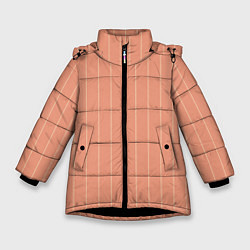 Куртка зимняя для девочки Светлый коралловый полосы, цвет: 3D-черный