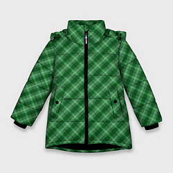 Куртка зимняя для девочки Зеленая клетка, цвет: 3D-черный