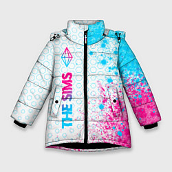 Куртка зимняя для девочки The Sims neon gradient style: по-вертикали, цвет: 3D-черный