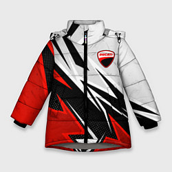 Куртка зимняя для девочки Ducati - белый и красный, цвет: 3D-светло-серый