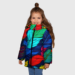 Куртка зимняя для девочки Яркие перья, цвет: 3D-красный — фото 2