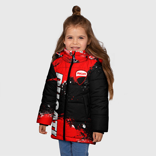 Зимняя куртка для девочки Ducati - красная униформа с красками / 3D-Светло-серый – фото 3