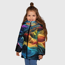 Куртка зимняя для девочки Цифровая природа, цвет: 3D-красный — фото 2