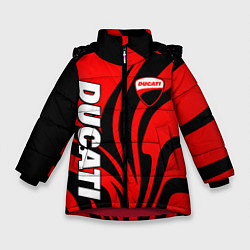 Куртка зимняя для девочки Ducati - red stripes, цвет: 3D-красный