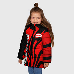 Куртка зимняя для девочки Ducati - red stripes, цвет: 3D-красный — фото 2