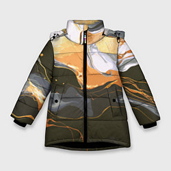 Куртка зимняя для девочки Черное и оранжевое, цвет: 3D-черный