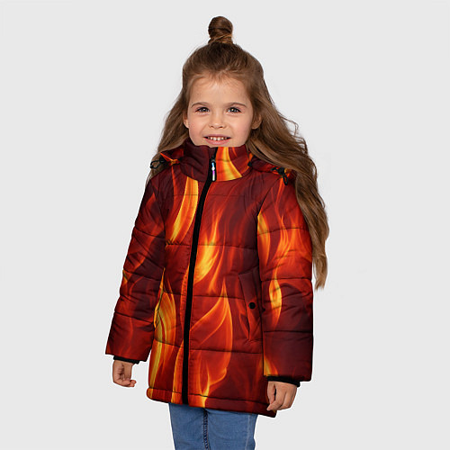 Зимняя куртка для девочки Пламя огня / 3D-Светло-серый – фото 3