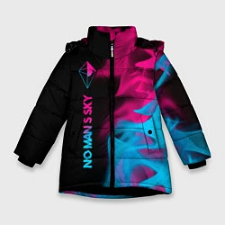 Куртка зимняя для девочки No Mans Sky - neon gradient: по-вертикали, цвет: 3D-черный