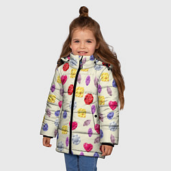 Куртка зимняя для девочки Минералы и кристаллы, цвет: 3D-черный — фото 2
