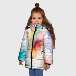 Куртка зимняя для девочки Акварельный цветочный принт, цвет: 3D-черный — фото 2