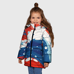 Куртка зимняя для девочки Брызги красок в цветах флага РФ, цвет: 3D-светло-серый — фото 2