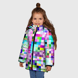Куртка зимняя для девочки Пиксельная яркая абстракция, цвет: 3D-красный — фото 2