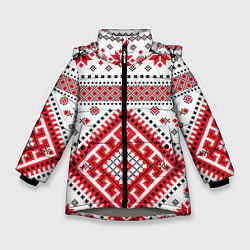 Куртка зимняя для девочки Удмуртская роспись, цвет: 3D-светло-серый
