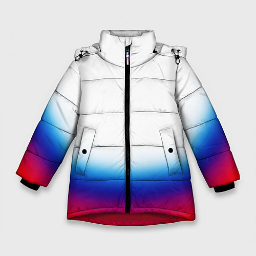 Зимняя куртка для девочки Флаг России градиент / 3D-Красный – фото 1
