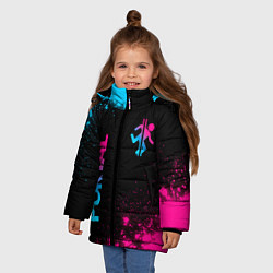 Куртка зимняя для девочки Portal - neon gradient: надпись, символ, цвет: 3D-черный — фото 2
