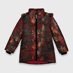 Куртка зимняя для девочки Кожа змея, цвет: 3D-красный