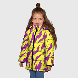 Куртка зимняя для девочки Кислотный тигр паттерн, цвет: 3D-черный — фото 2