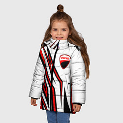Куртка зимняя для девочки Ducati - абстрактные линии, цвет: 3D-светло-серый — фото 2