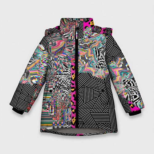 Зимняя куртка для девочки Яркая абстракция Nikaleona / 3D-Светло-серый – фото 1