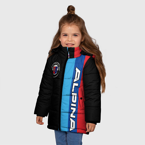Зимняя куртка для девочки Alpina - полосы бмв / 3D-Светло-серый – фото 3