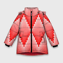 Куртка зимняя для девочки Красные белые большие ромбы, цвет: 3D-красный