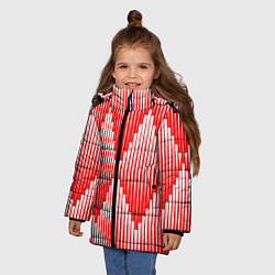 Куртка зимняя для девочки Красные белые большие ромбы, цвет: 3D-красный — фото 2