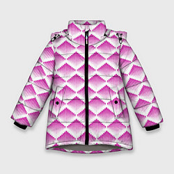 Куртка зимняя для девочки Розовые вдавленные ромбы, цвет: 3D-светло-серый