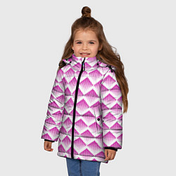 Куртка зимняя для девочки Розовые вдавленные ромбы, цвет: 3D-светло-серый — фото 2