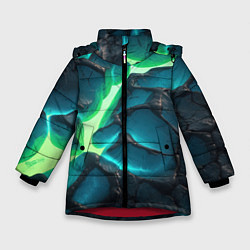 Куртка зимняя для девочки Свечение из разлома плит, цвет: 3D-красный