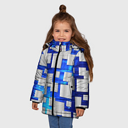 Куртка зимняя для девочки Стальные квадраты, цвет: 3D-черный — фото 2
