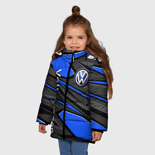 Зимняя куртка для девочки Вольцваген - спортивная униформа / 3D-Светло-серый – фото 3