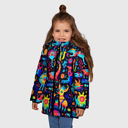 Куртка зимняя для девочки Космические веселые монстрики, цвет: 3D-красный — фото 2