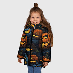 Куртка зимняя для девочки Хэллоуин life, цвет: 3D-черный — фото 2