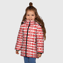 Куртка зимняя для девочки Красно-белый батик, цвет: 3D-светло-серый — фото 2
