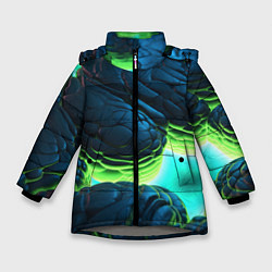 Зимняя куртка для девочки Зеленые объемные плиты
