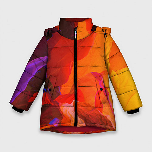 Зимняя куртка для девочки Красно-оранжевый паттерн / 3D-Красный – фото 1