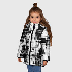 Куртка зимняя для девочки Кибер Сетка гранж, цвет: 3D-красный — фото 2