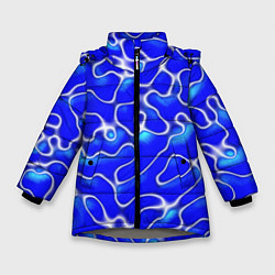 Куртка зимняя для девочки Синий волнистый рисунок, цвет: 3D-светло-серый