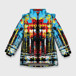 Куртка зимняя для девочки Зеркальная абстракция - нейросеть, цвет: 3D-светло-серый