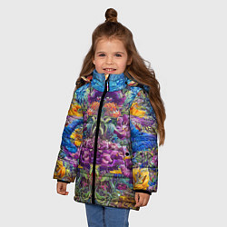 Куртка зимняя для девочки Зеркальный цветочный паттерн с птицами - мода - не, цвет: 3D-красный — фото 2