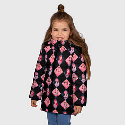 Куртка зимняя для девочки Клеточка black pink, цвет: 3D-светло-серый — фото 2