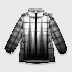 Куртка зимняя для девочки Черная градиентная клетка, цвет: 3D-светло-серый